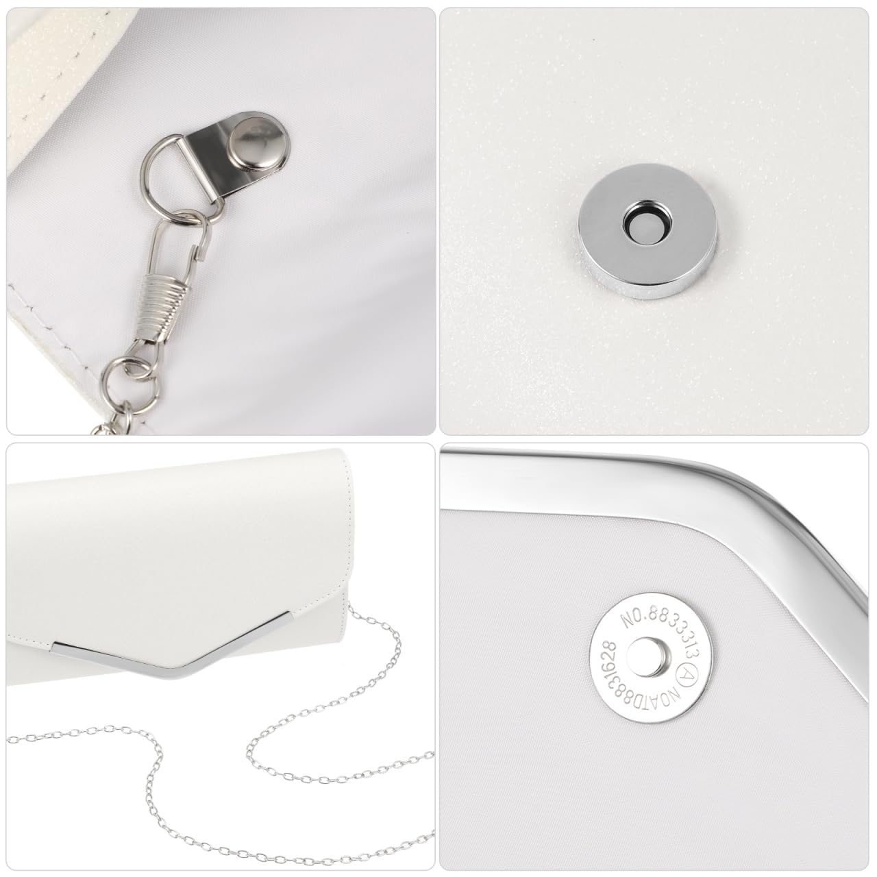 Elegante Damen Abendhandtasche Aus Hochwertigem Material Weiße Kette Schlichte Clutch Für Hochzeiten Und Partys Perfekte Unterarmtasche Für Besondere Anlässe