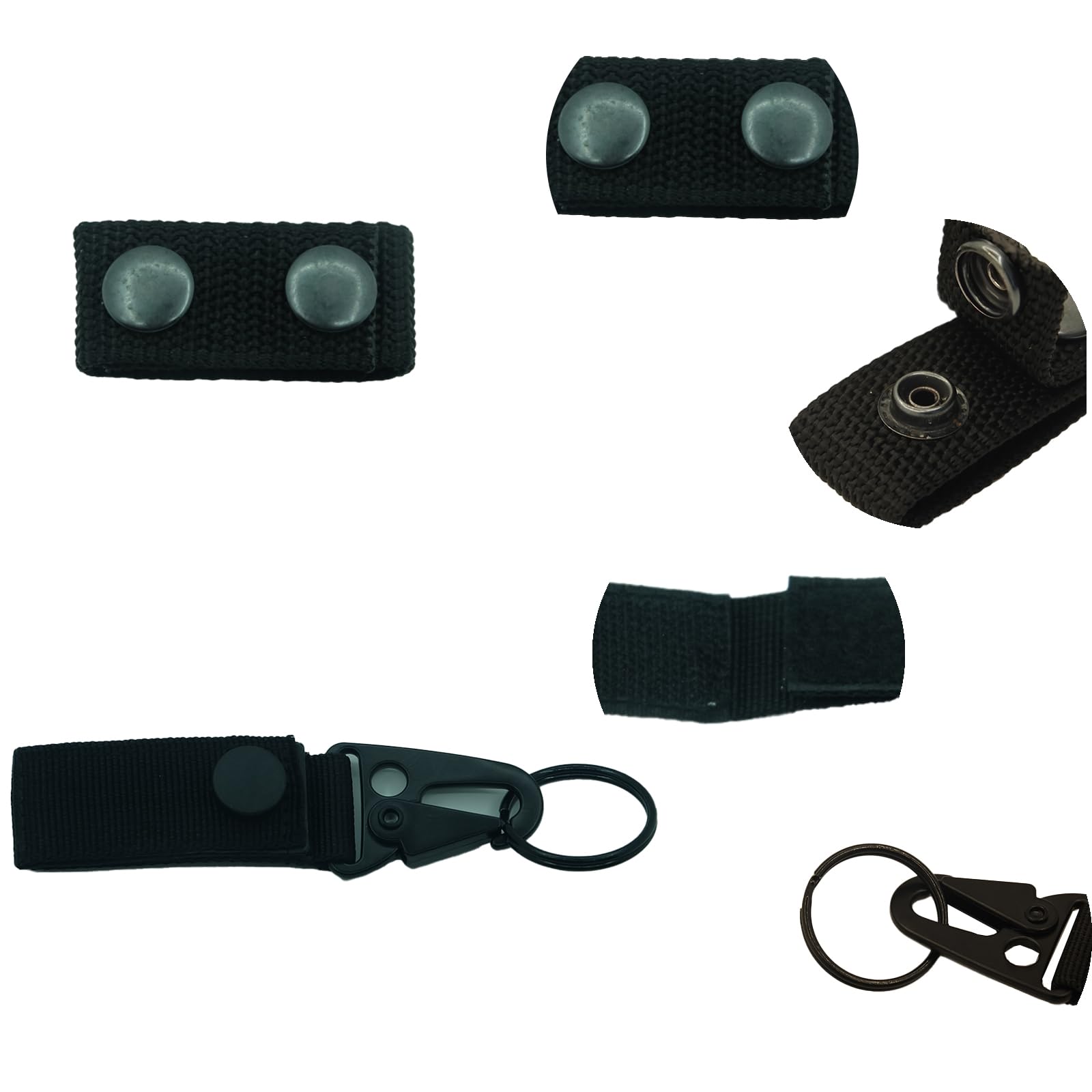 6 Piezas Accesorios Cinturón Táctico con 4 Piezas Mosquetón Táctico, Mosquetones Multifuncional Cinturón Táctico, para Deportes al Aire Libre, Camping y Senderismo