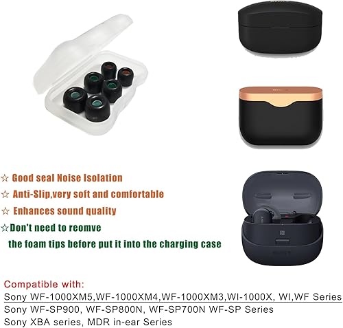 Miniatura 4 de Auriculares de espuma viscoelástica para Sony WF-1000XM4, puntas de repuesto para auriculares Sony, WF-1000XM5, WF-1000XM3, WF-SP900, WF-XB700,
