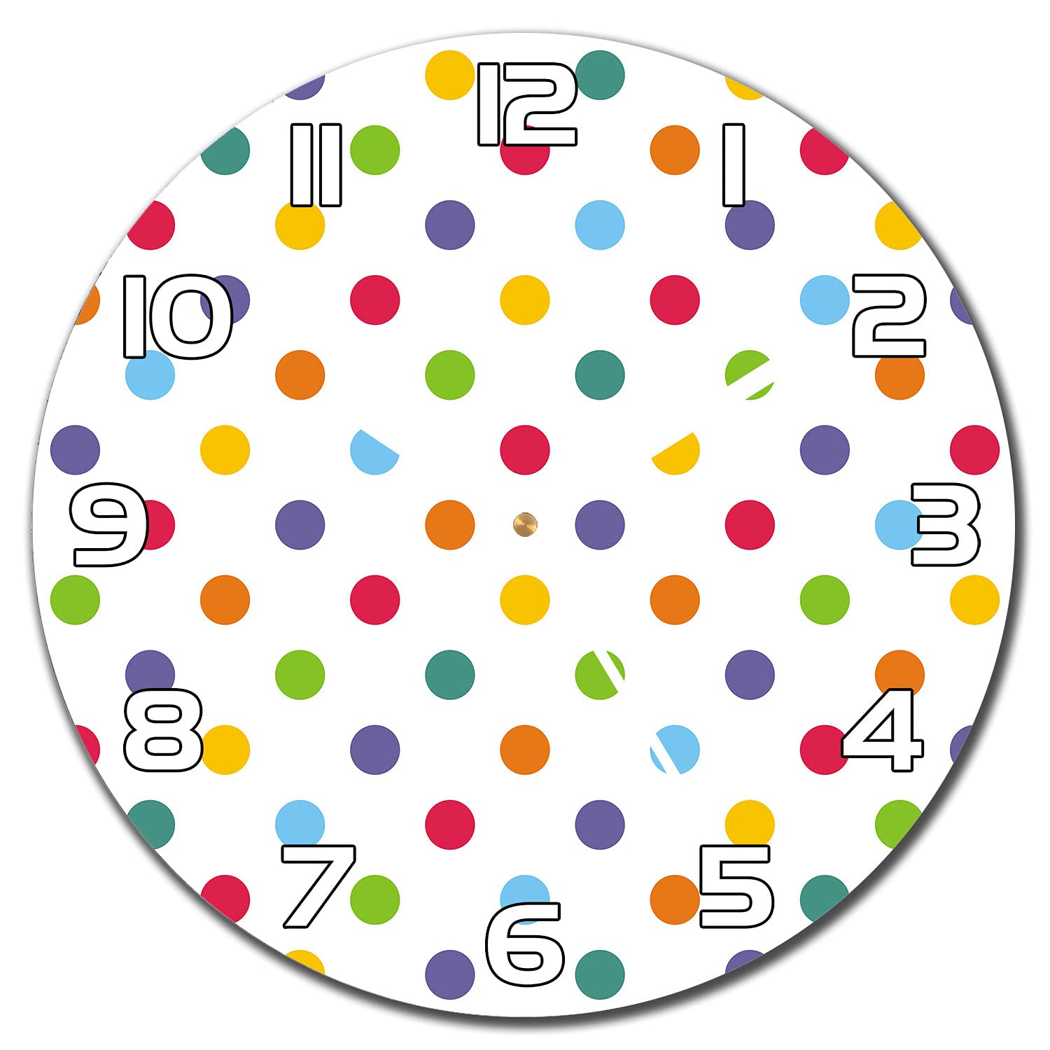 Horloge en verre 30 cm Polka Dotsful avec aiguilles blanches