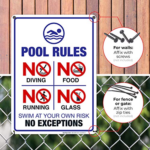 Cartel Pool Rules 10x14 Pulgadas Aluminum miniatura 4