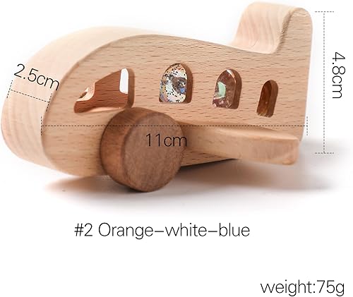 Miniatura 7 de ibwaae Juguetes de avión de madera, juego de vehículos de transporte aéreo, juegos de tracción de madera, regalo de aprendizaje STEM juguete