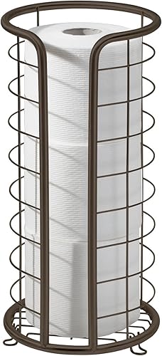 mDesign - Soporte de metal para papel higiénico con 3 rollos de papel higiénico para cuarto de baño o sala de polvo, Metal, Cromado, paquete de de 1