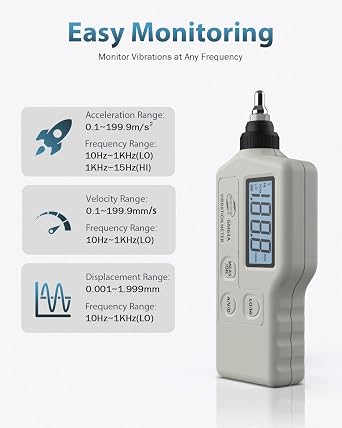 GM63A Handheld Digital Mechanical Vibration Meter, Measurement Acceleration, Velocity, Displacement
