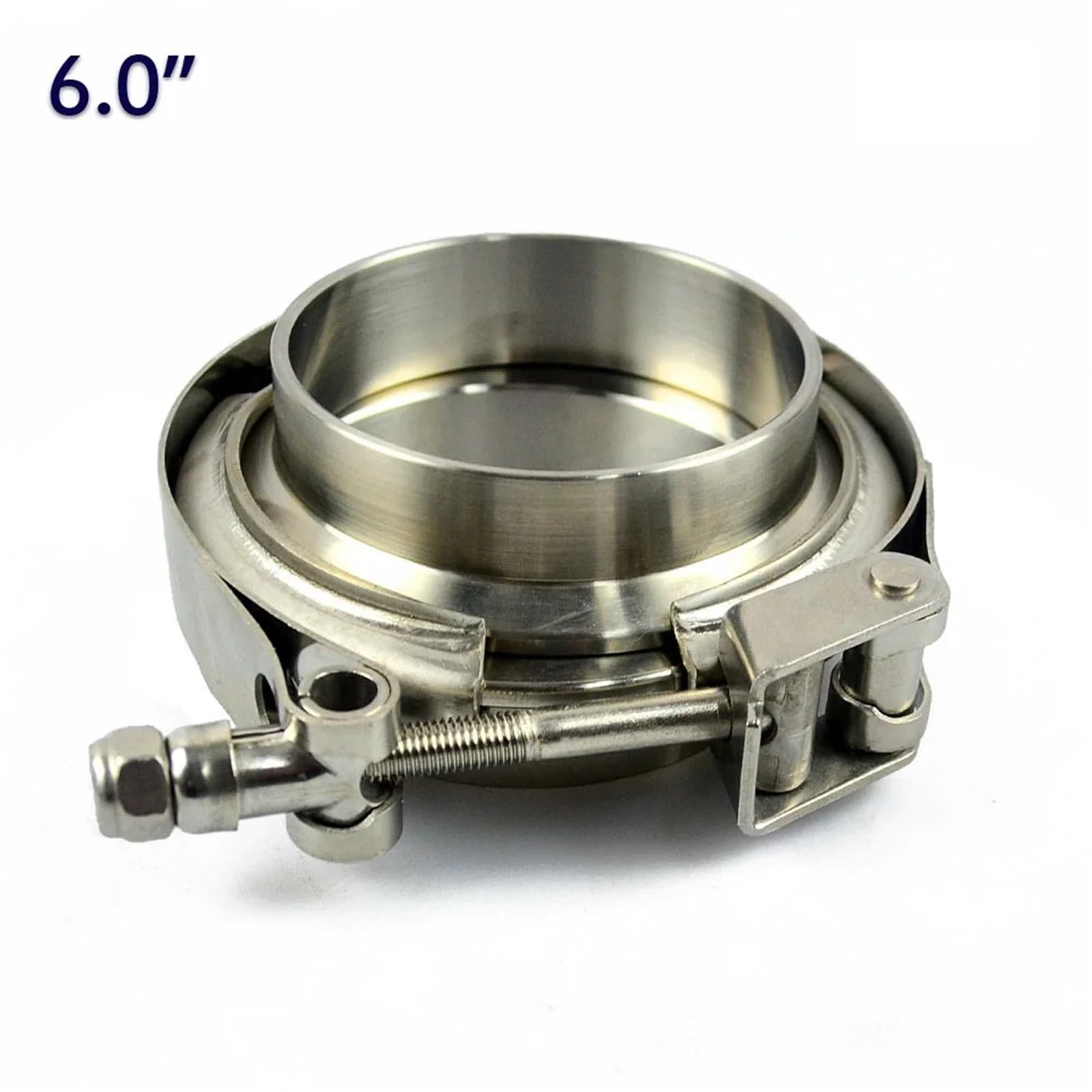 Auspuffschelle,Auspuff Schelle 1,5-6,0 Zoll Schnellspanner-V-Bandklemme aus Edelstahl 304 mit männlich-weiblichem Flansch-Auspuffrohrklemmen-Kit(6.0inch)