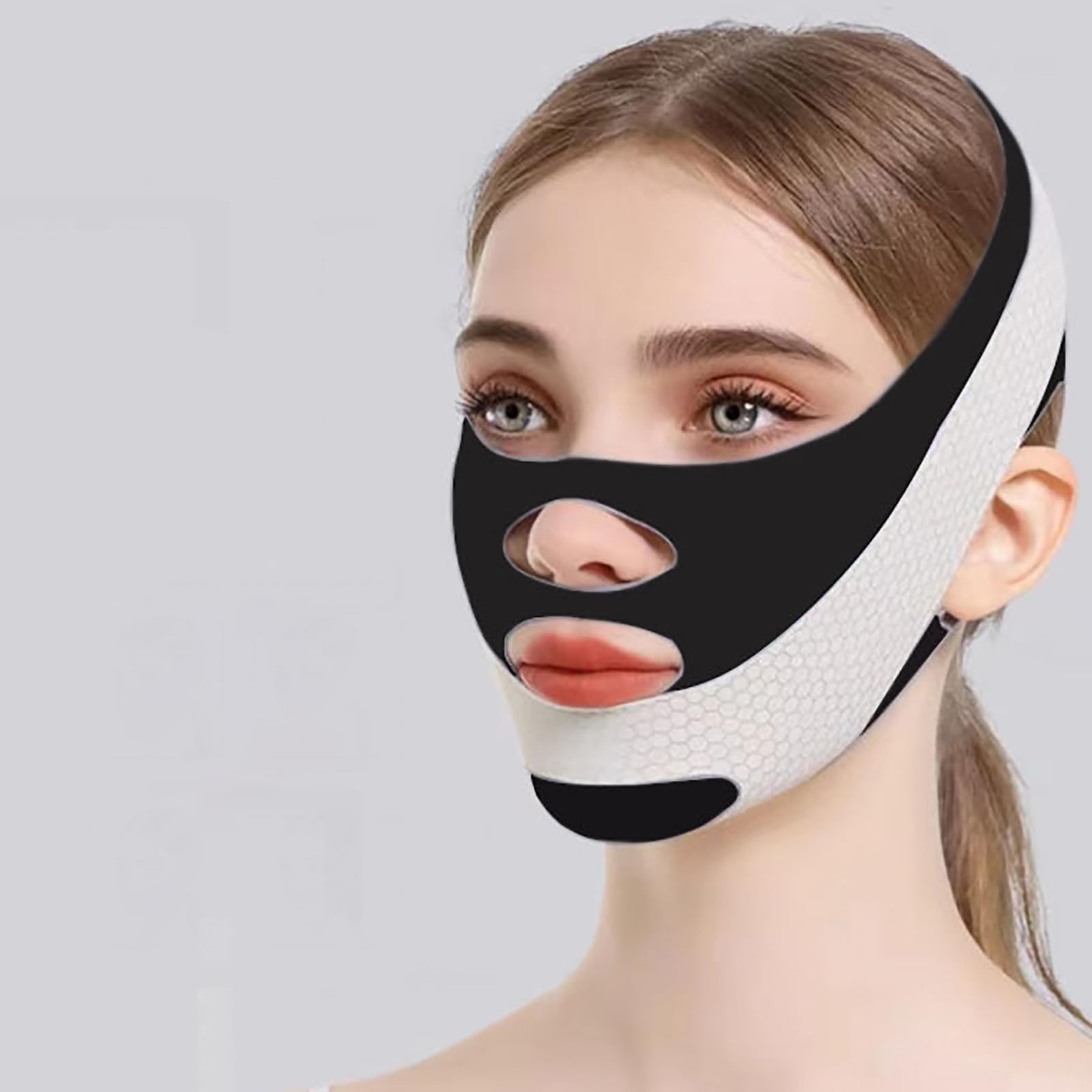 Maschera Dimagrante A Forma Di V Cintura Di Sollevamento Viso Elastico Stretching Del Viso Ed Elimina La Flaccidità Della Pelle Lifting Rassodante Anti-invecchiamento per Donne,Black
