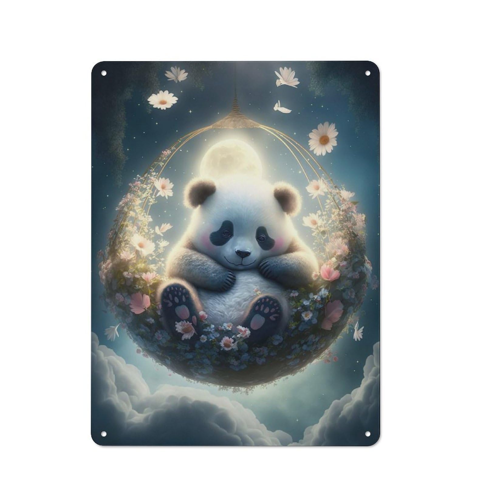 Junmoney Baby Panda Vintage Metal Plaque 40X30cm For Kitchen Or Home Bar, For Vintage Wall Decor Fans, For Garage And Workshop Walls