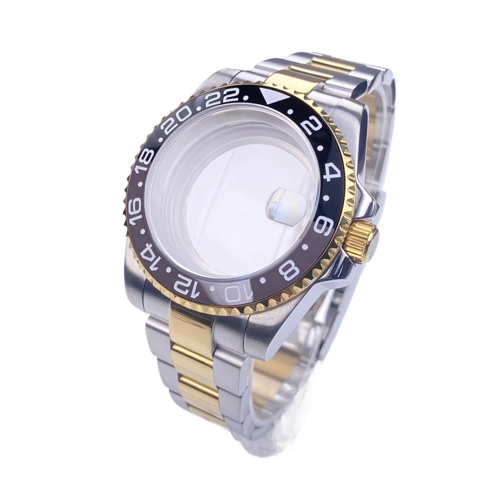 1 szt. Koperta zegarka 40 mm złota GMT/SUB 120 kliknięć szkło szafirowe pasujące do mechanizmu NH35 NH34 część zamienna