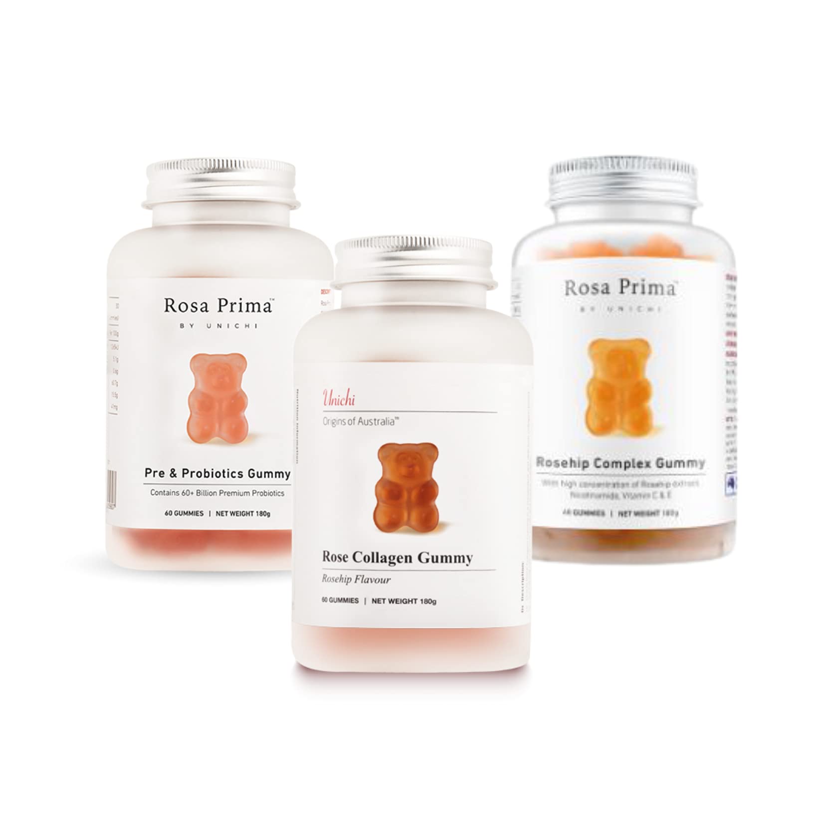 Unichi Rose Collagen/Pre& Probiotics/Rosehip Complex Gummy 3 Gummy pack