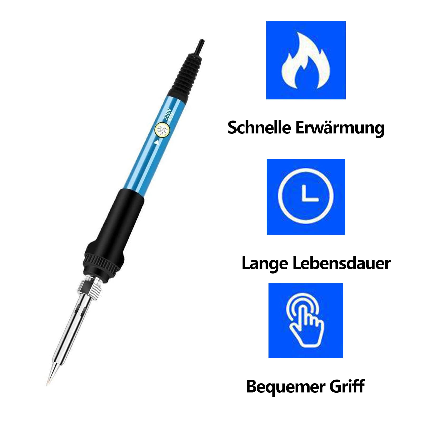 Soldeerboutset, geüpgraded, 60 W, met instelbare temperatuur en aan/uit- schakelaar, soldeerboutset, 220 V, met 5 soldeerpunten, desoldeerpomp, Y-type soldeerboutstandaard voor lassen, doe-het-zelf