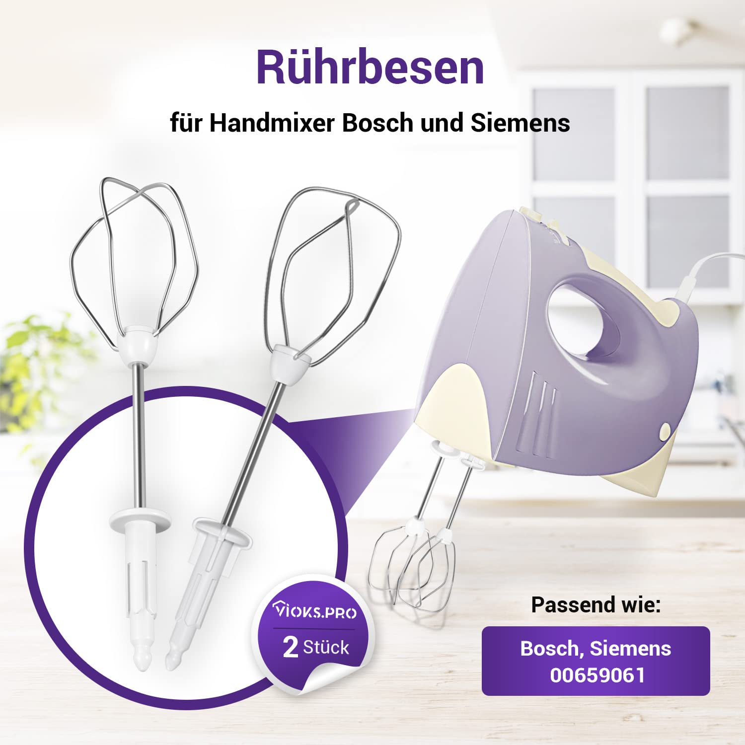 Rührbesen Set Für Bosch Handmixer - Turbobesen Ersatz Rechts & Links