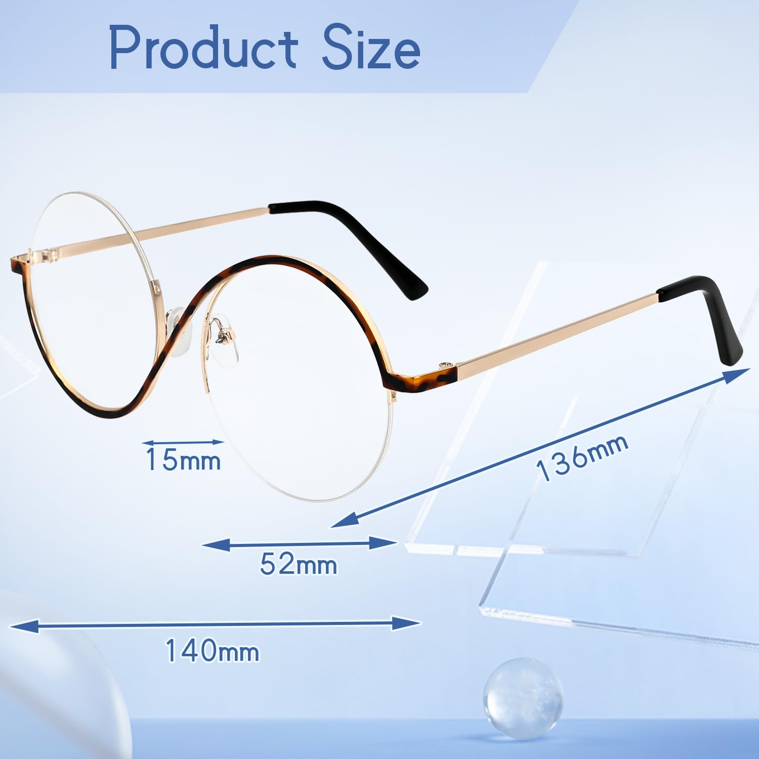 RIVIEVAL Elphaba Glasses Round Metal Frame Cosplay Eyewear Witch Costume Accessories(1Pc - Leopard Print Frame) - Image 2