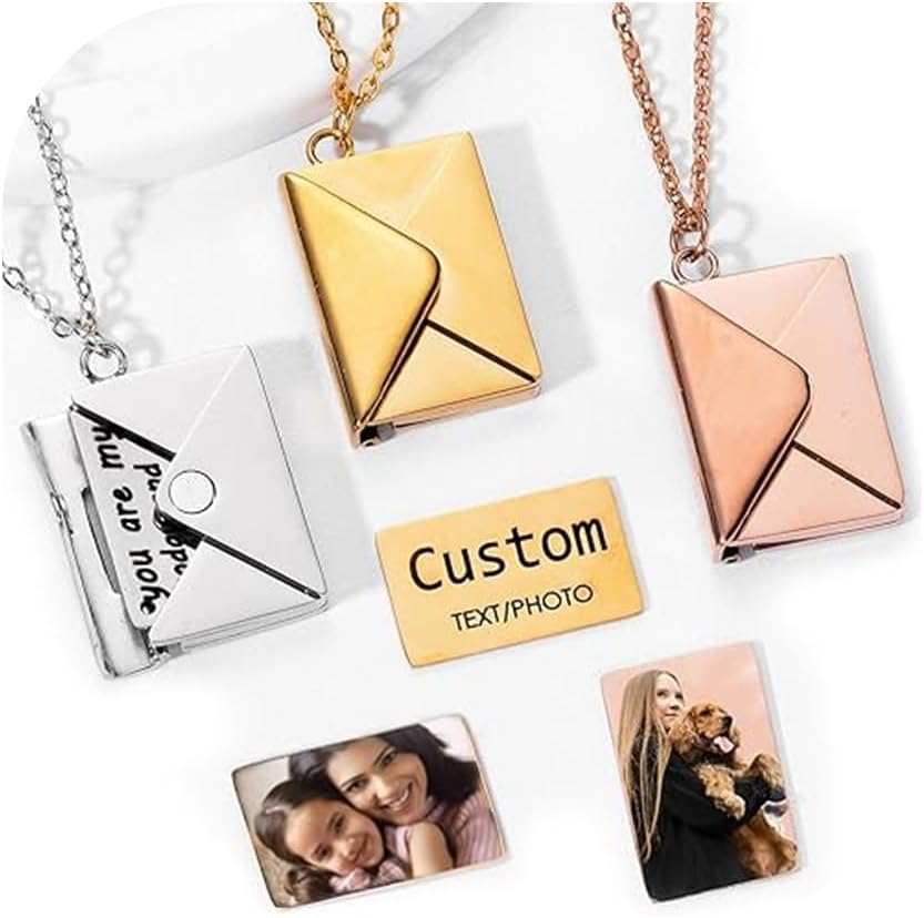 Custom Envelope Necklace With Secret Message, Letter Necklace, Envelope Name Locket, Couple Jewelry, Best Friend Gift
