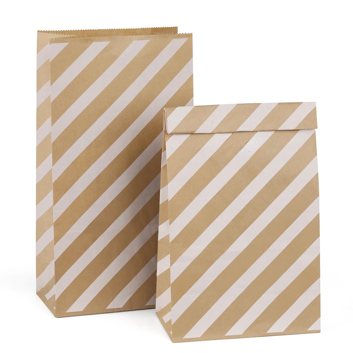 BagDream 4LB Small Paper Lunch Bags 5x2.95x9.45 Inches 100Pcs Kraft Brown Lunch Paper Bags with White Stripe for Craft, Snack, Gifts, Packing, Storage