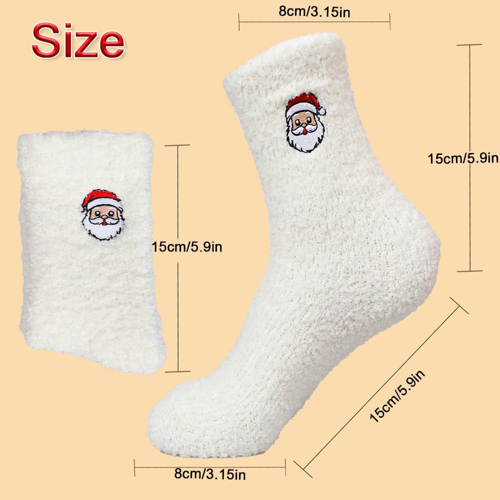 3 Pairs Christmas Fuzzy Warm Fluffy Winter Socks for Adults, Coral Fleece Cozy Holiday Present Socks with Gift Package - Image 4