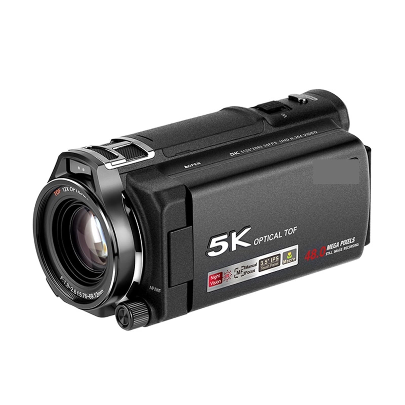 Caméra Vidéo, Caméscope diffusant en Direct 4k for Le Tournage de vidéos, Zoom Optique 12x, Grand écran Tactile