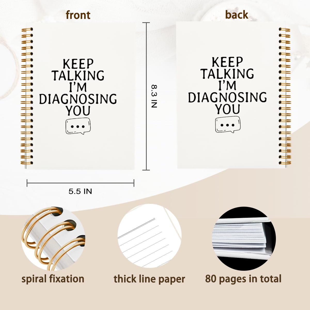 hold fizz Regalos de psicología, regalos de terapeuta, regalos de psicólogo escolar, regalo de terapeuta del habla, regalos de consejero escolar, Keep Talking I'm Diagnosing You, cuaderno en espiral