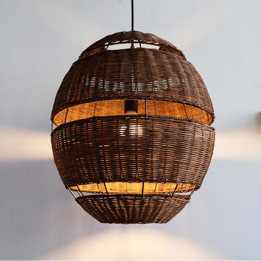 Suspension rotin vintage pour îlot de cuisine et chambre rétro