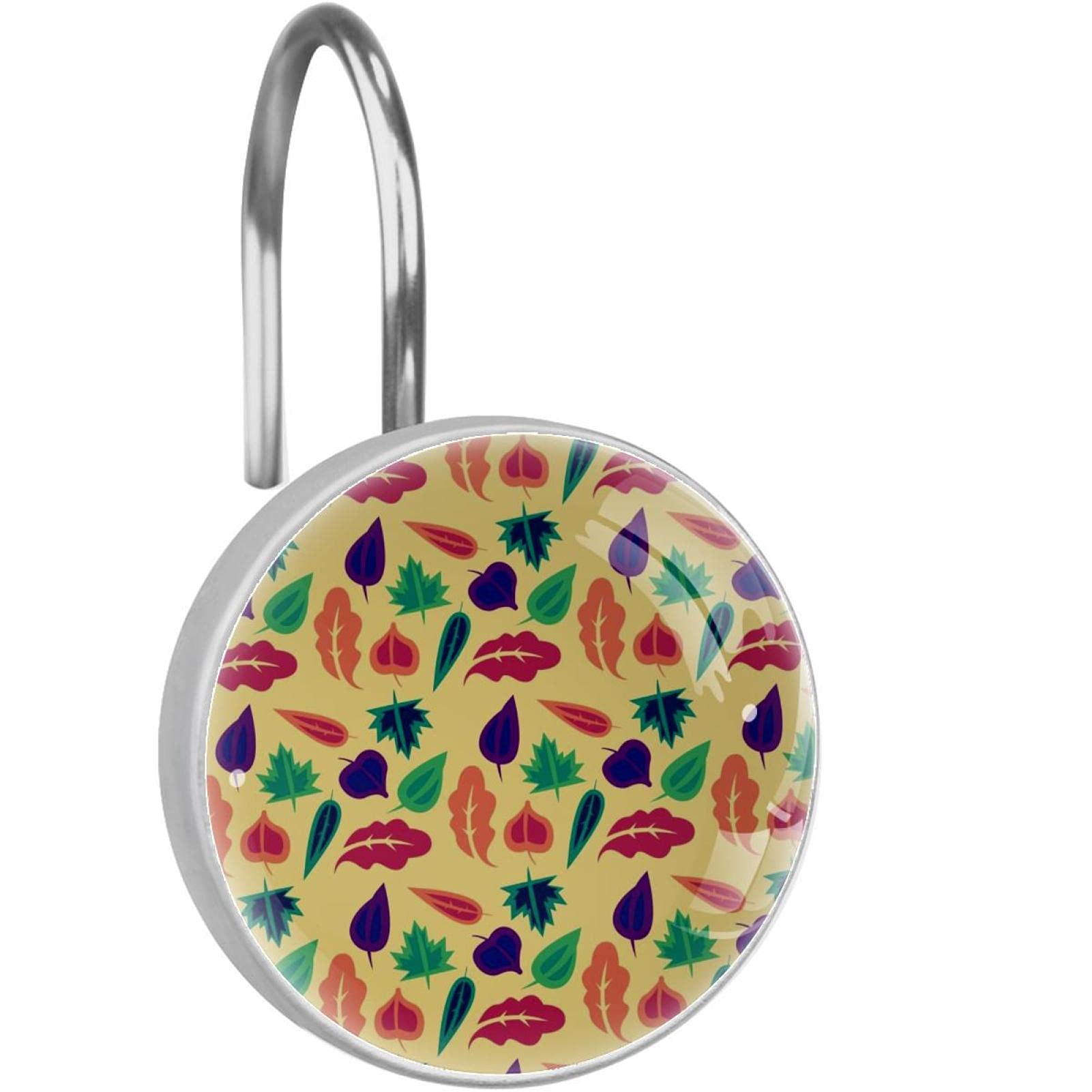 Rideau de douche et crochets tropicaux lot de 12 pour une salle de bain ambiance nature