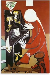 JU XIANG Pablo Picasso Prints,The Piano Picasso Poster Canvas Wall Art Prints Poster Gifts Photo Picture Painting Posters Room Decor Home Decorative 12x18inch(30x45cm)