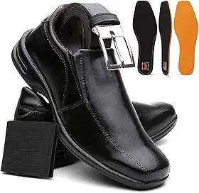 Kit Sapato Masculino Confort Plus Leve E Macio + Cinto e Carteira