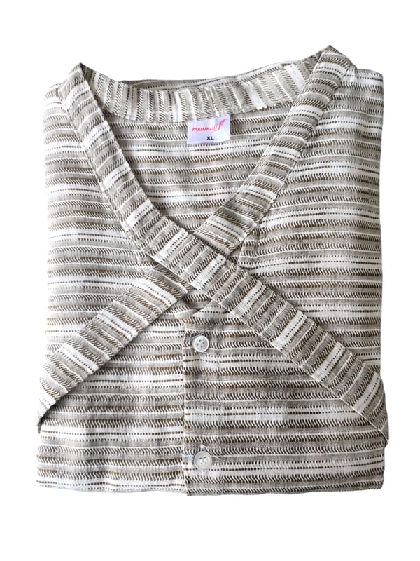 Image of MENMAII Women's [L-4XL] Full Open /Front Buttoned [a Kind of Adaptive Clothing] Multipurpose Nighty for Maternity /Pregnancy /Elderly /Patient /Feeding /Hospital Purpose Nighty Calf Length