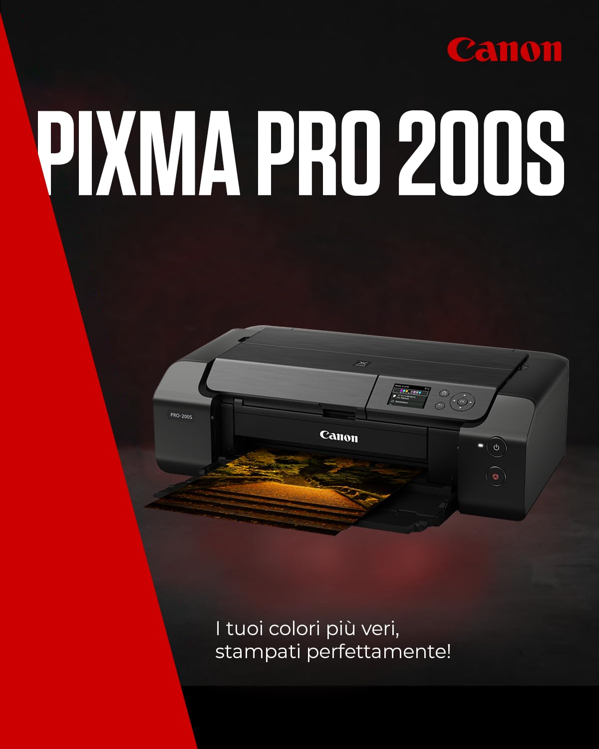 Canon PIXMA PRO-200S Stampante Fotografica - Colori Vivaci, Versatilità, Stampante A3+ - Sistema ad 8 Inchiostri Dye a Colori - 3 Opzioni di Alimentazione - Facile da Usare