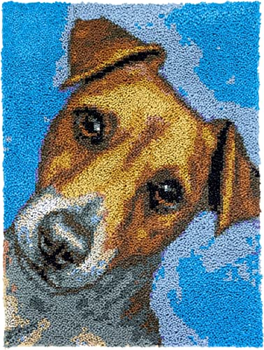 Ur HQCC Tapestry Kits Latch Hook Kits for Adults Dog Rug Making Kits with Printed Canvas Embroidery Kits Carpet Doormat Creative Gift Home Decoration,20.5inch x 15inch
