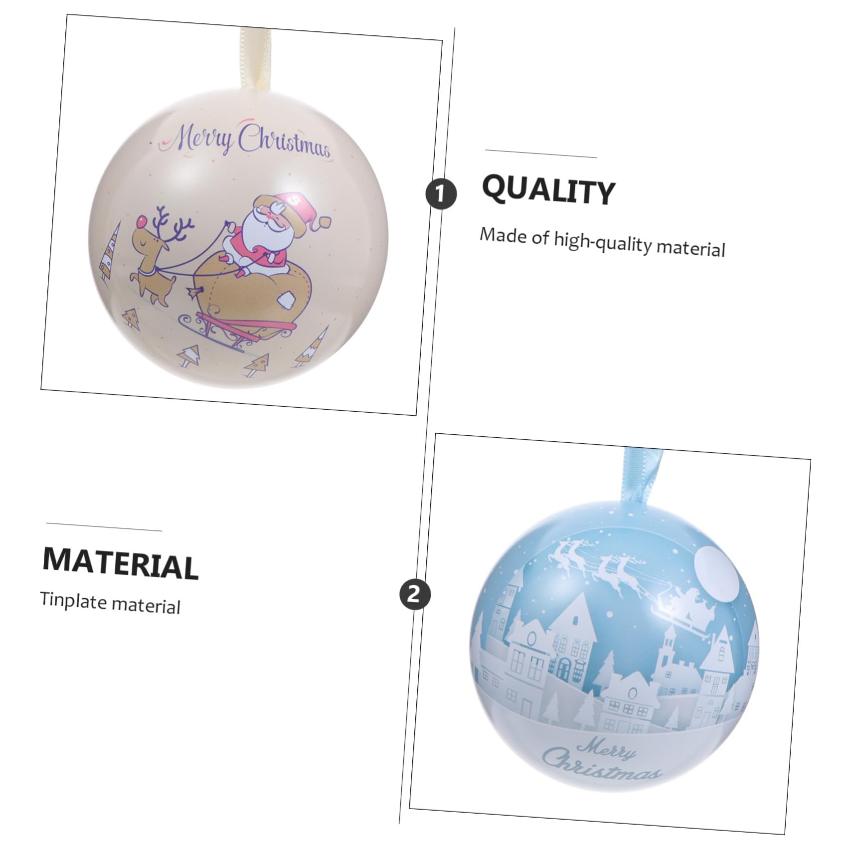 Operitacx Stk Weihnachtskugel-anhänger Runder Geschenkdosenbehälter Befüllbare Weihnachtskugeln Weihnachtskeksdosen Füllbare Weihnachtsornamente Weihnachtsbonbonkugel Weißblechmaterial
