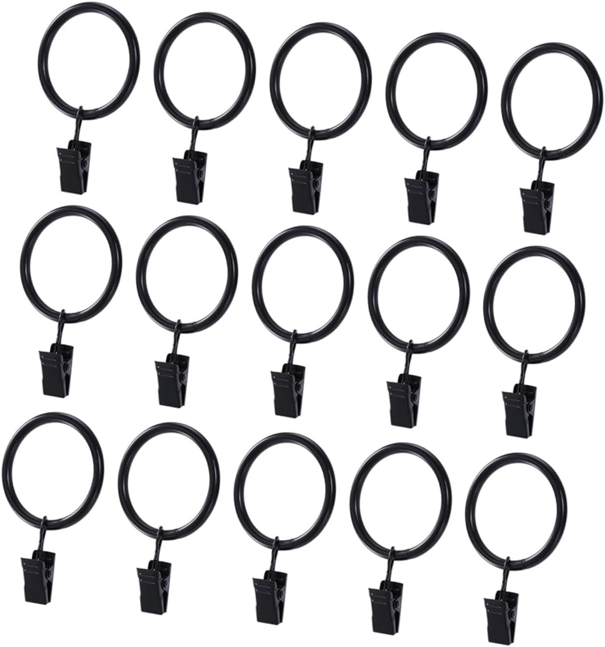 ORFOFE 40pcs Curtain Rings Clips Drapery Clips for Easy Installation Roman Rods Black Wire Diameter for Use