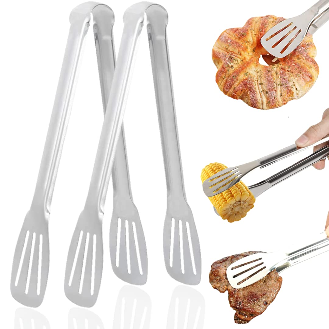HUSAINI MART | Stainless Steel Grip Utility Tong for Kitchen,BBQ,& Salads,Grilling Heat Resistant, Multiple Uses Light Weight Easy to Clean and Serving (chimta) (14inch/35cm) Pack of 2
