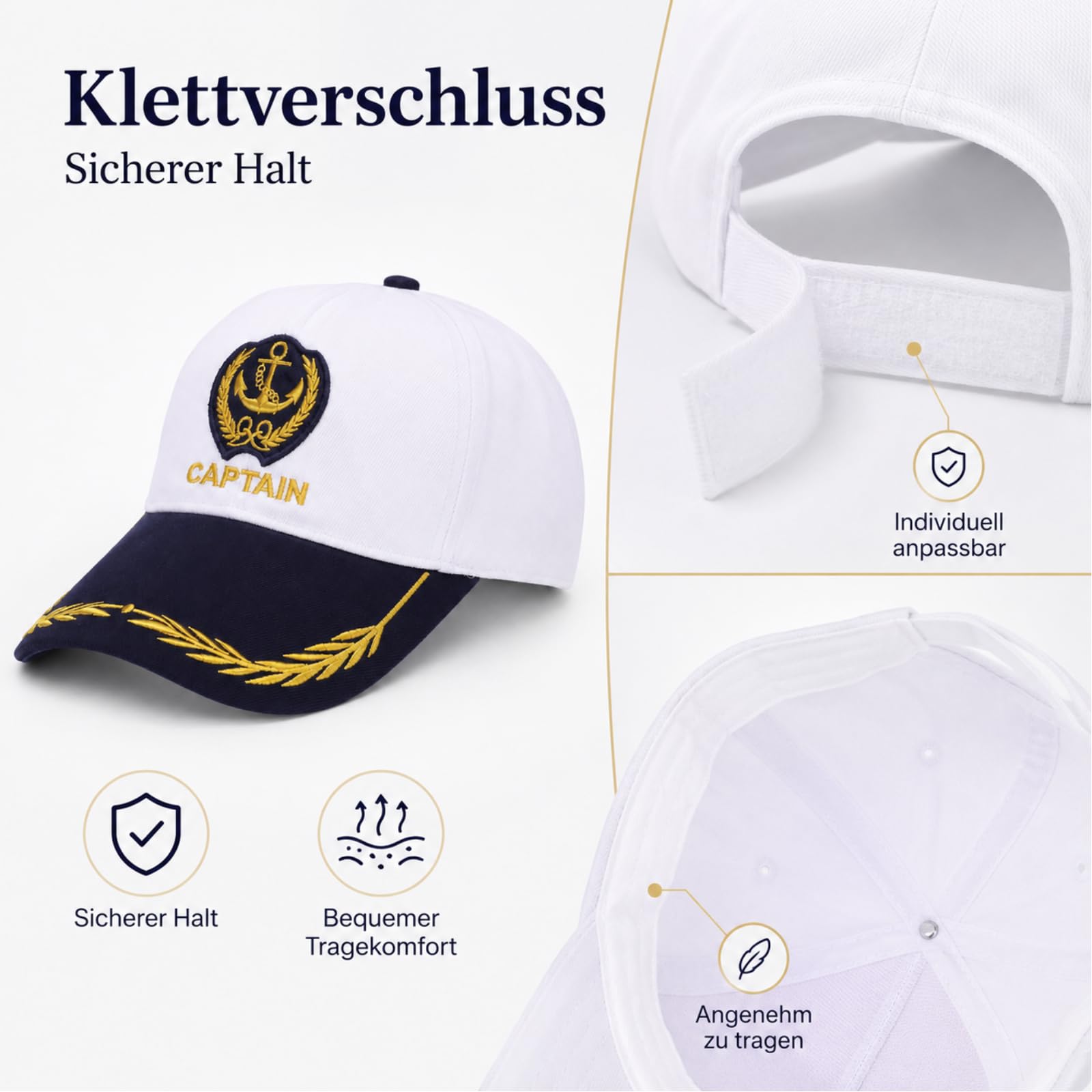 jojofuny Kapitänsmütze Captain Hat: Verstellbare Baseball Cap Herren Sailor Ship Nautical Marine Sea Cap Hut für Männer Frauen Kostümzubehör Accessoire