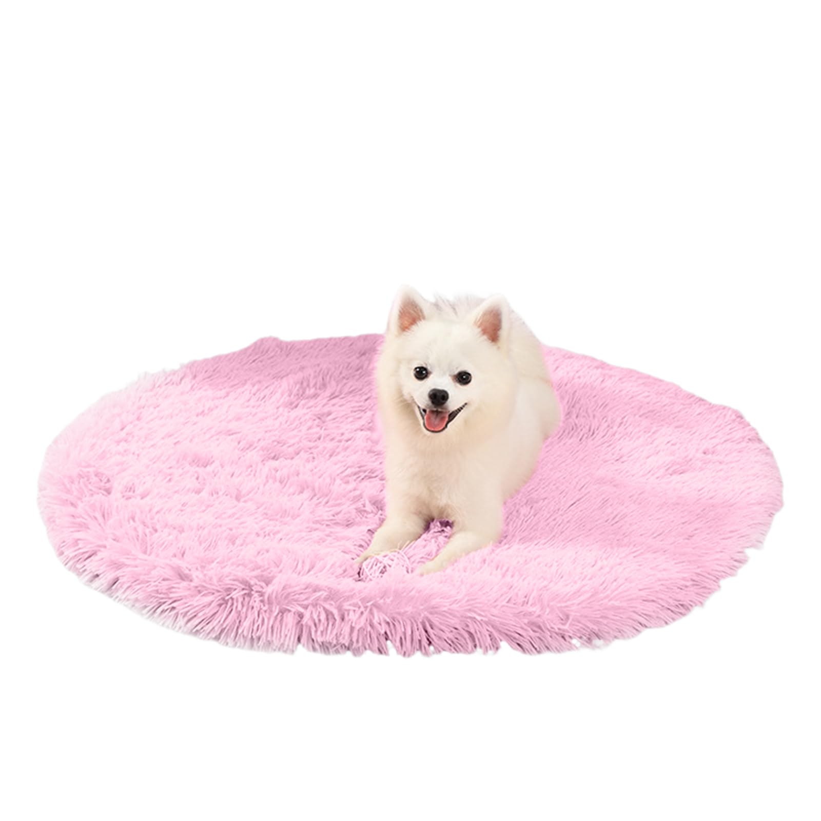 PETCUTE Round Dog Bed Mat,Washable Warm Dog Bed Blanket, Ultra Soft Long Plush Pet Cushion, Deluxe Plush Dog Mat with Anti-Slip Bottom,for Household Small and Medium Large Pets, Dog,Cat