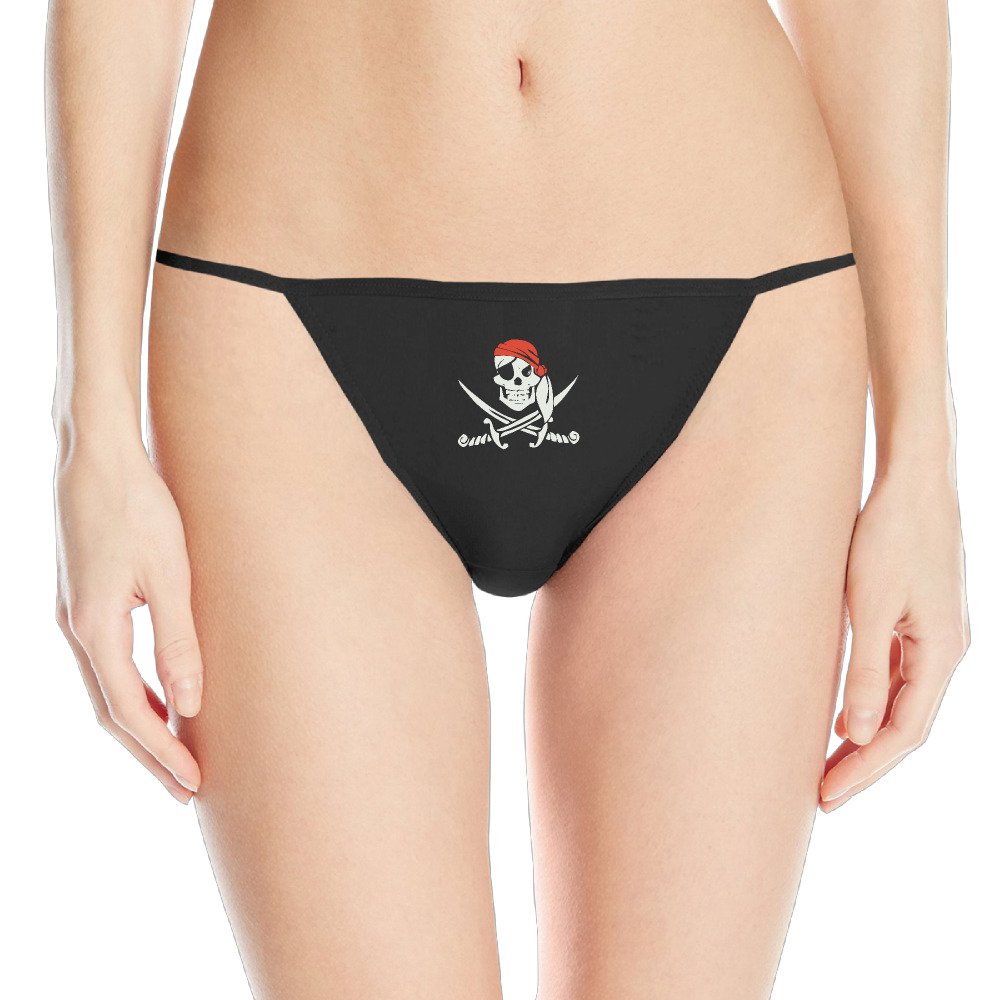 Cafenig855 G String Cotton Jolly Roger Pirate Flag Skull & Buccaneer 100% Cotton Black Apparel