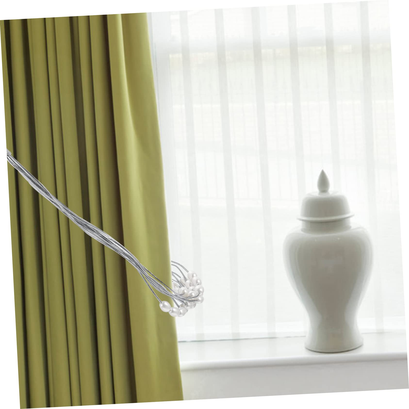 VOSAREA 8pezzi Fermatende Decorativi con Perle per Tende Interni Facile da Installare e Adatto Diverse di Tende Elegante Accessorio per Soggiorno e Ufficio