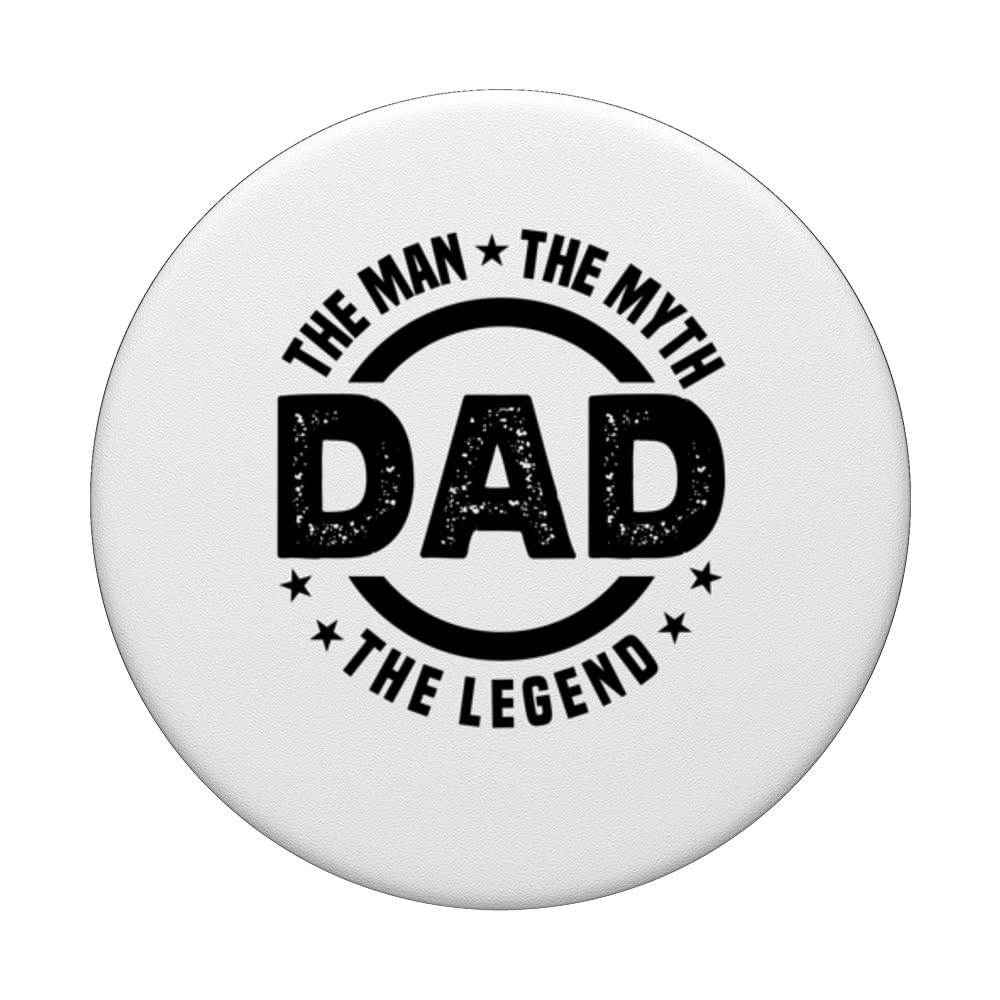 Dad The Man The Myth The Legend Papa Funny Father's Day PopSockets Swappable PopGrip, Black - Image 3