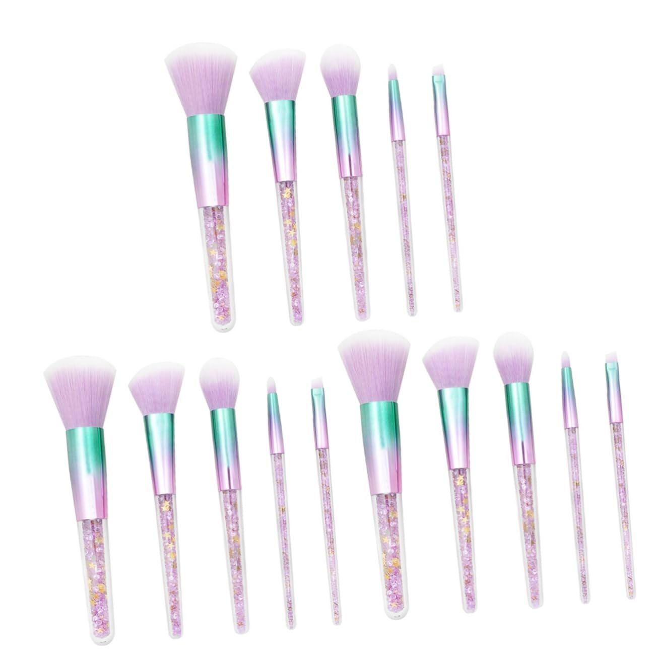 Healeved 15piezas Kit De Pinceles De Maquillaje Profesional Para Mujeres Brochas Para Base Líquida Polvo y Cejas Accesorios De Cosmética Mango Transparente y Cerdas Suaves