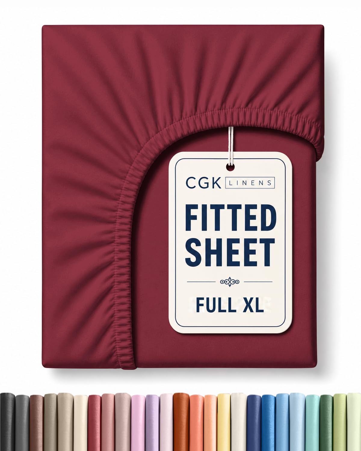 Full XL Fitted Sheet - Single Fitted Sheet Only - Deep Pockets - Burgundy