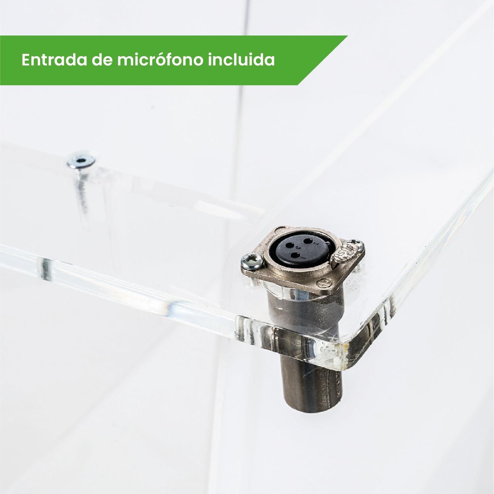 Atril de Metacrilato Transparente con Entrada de Micrófono. Soporte Expositor de Lectura de Pie para Hojas Versátil y Resistente para Conferencias, Presentaciones y Eventos.