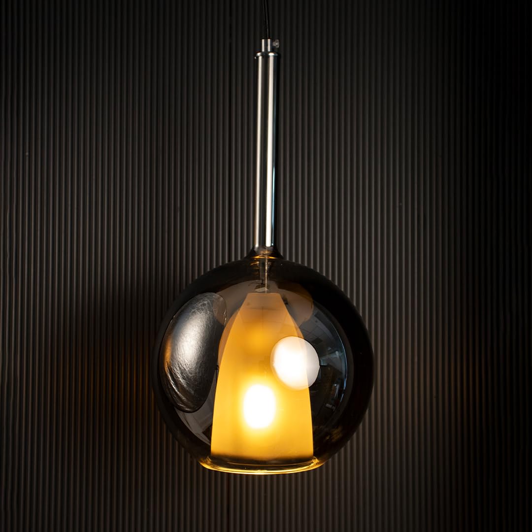 Chrome Glass Deko Hanging Light | Modern Pendant Light for Living Room, Dining & Bedroom | Reflective Sphere Design | Elegant Home & Office Lighting | WhisperingHomes