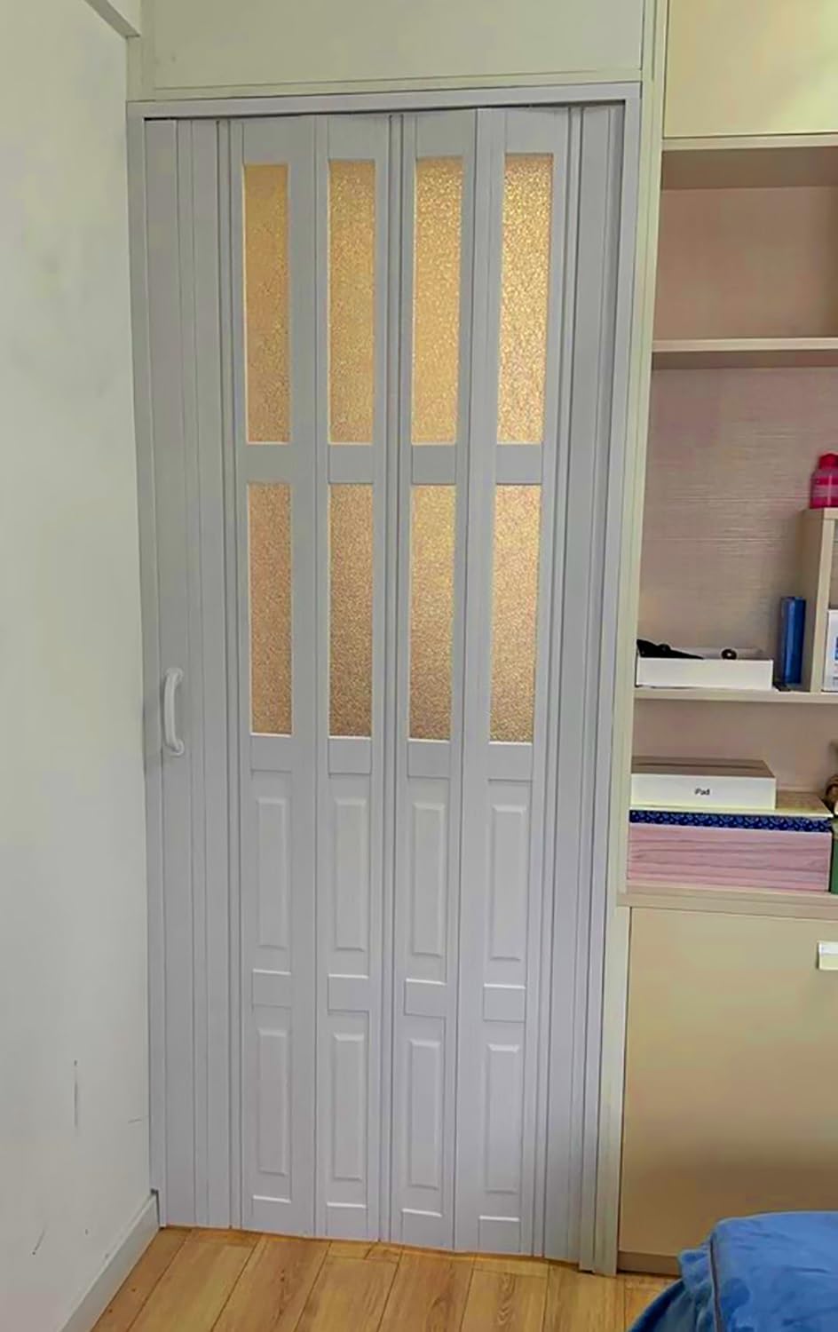 Porte Accordéon Interieur Portes Pliantes Plissées de 250cm de Hauteur Intérieures, Panneau Accordéon Coulissant en PVC à Grain de Bois Peu Encombrant, Cloison de Séparation de Pièce pour Buanderie et