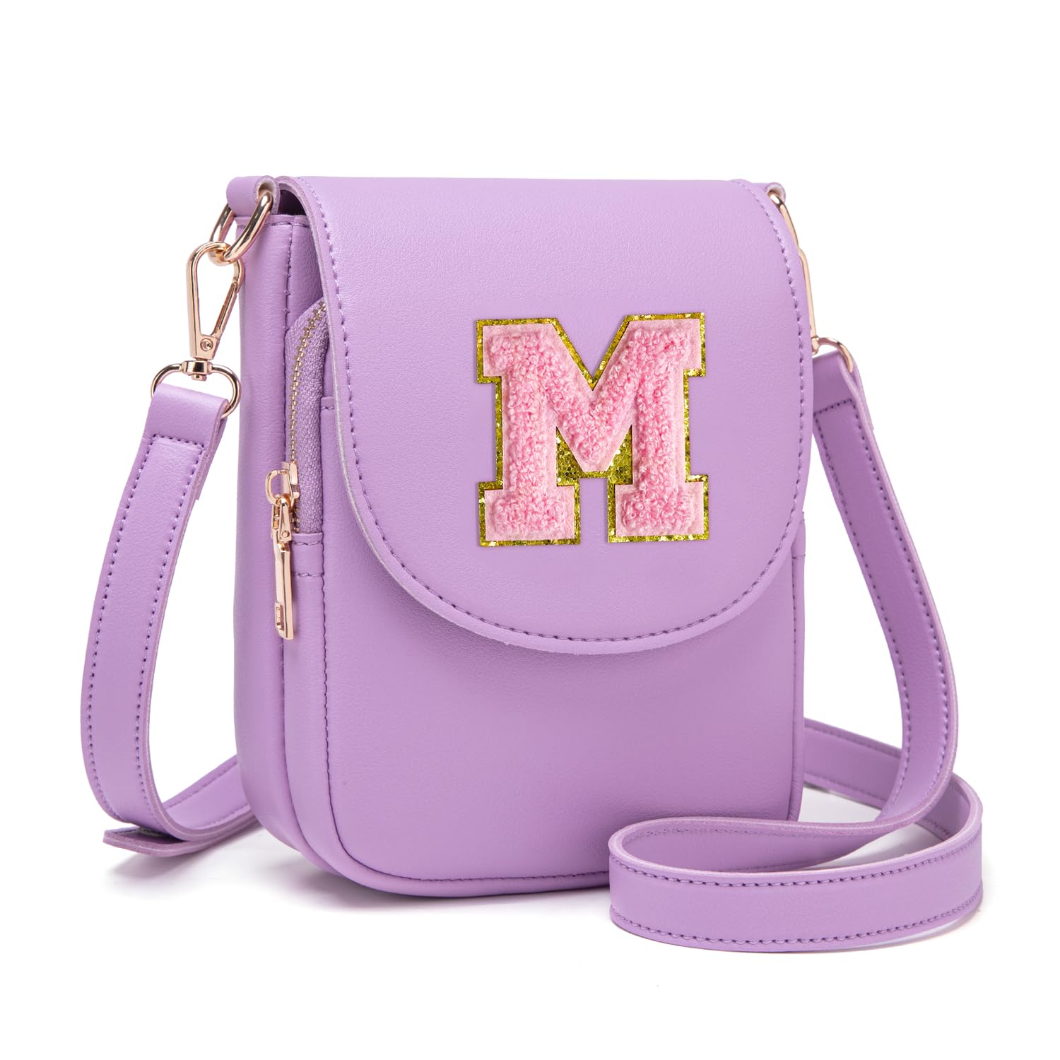 crossbody purse for teen girls small initial cell phone toddler purse leather triple compartment crossbody bags