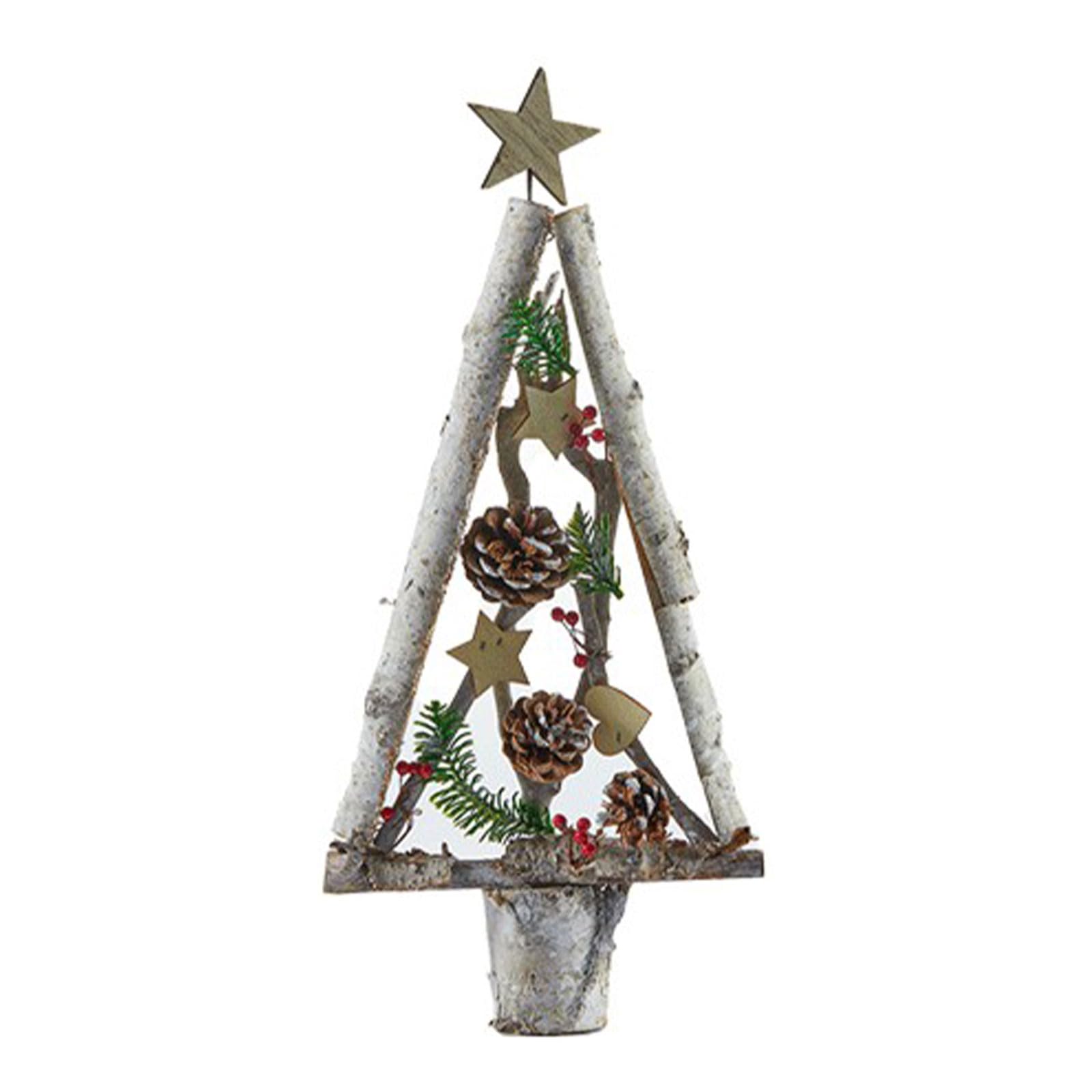 Yhplxyuus Delicate Wood Christmas Tree Figures Contemporary Wood Miniature Christmas Tree Charm Holiday Window Tabletop Accent Festival Set