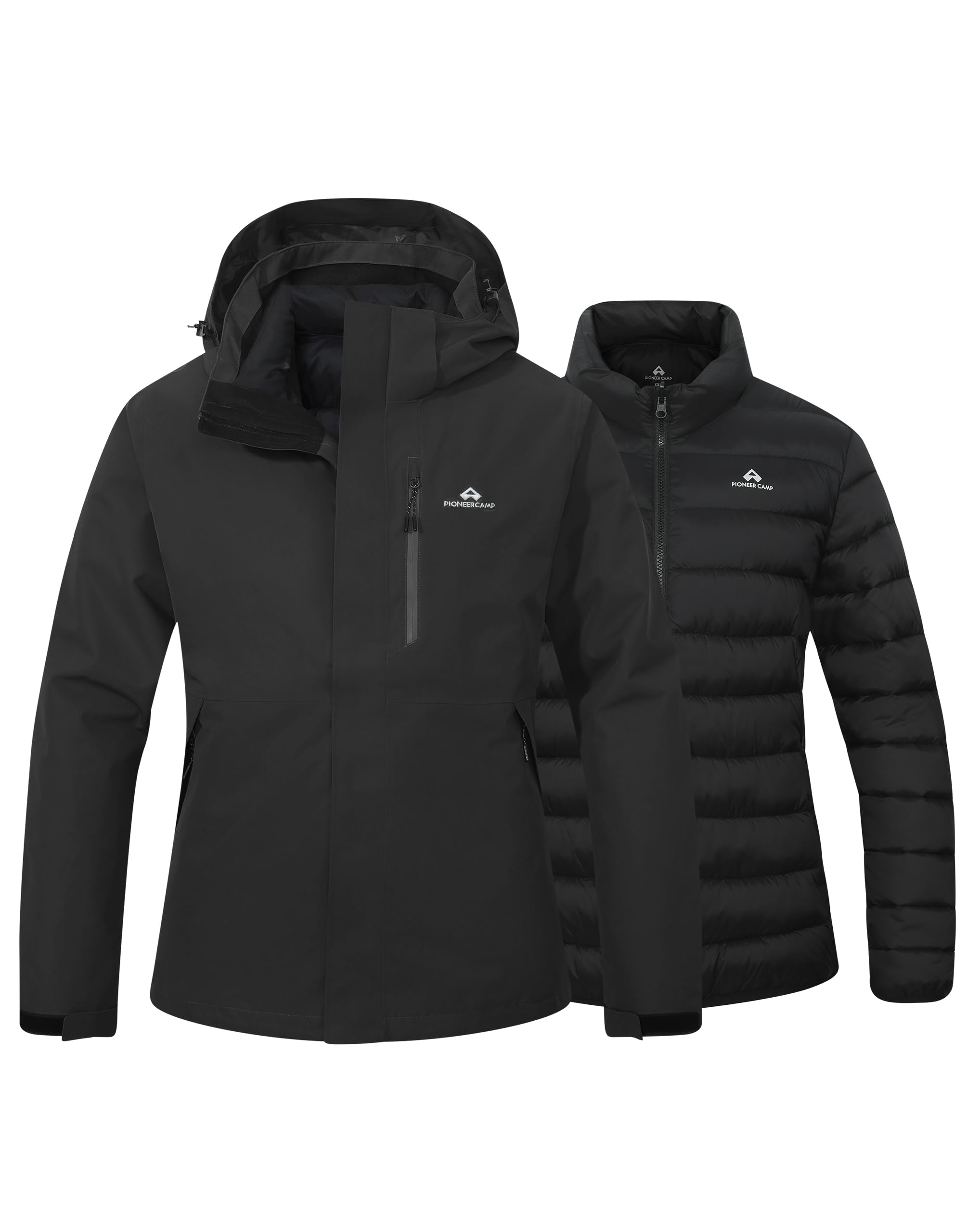 Pioneer Camp Veste d'hiver femme 3 en 1 ski snowboard résistante pluie respirante évacuant humidité doublée coton