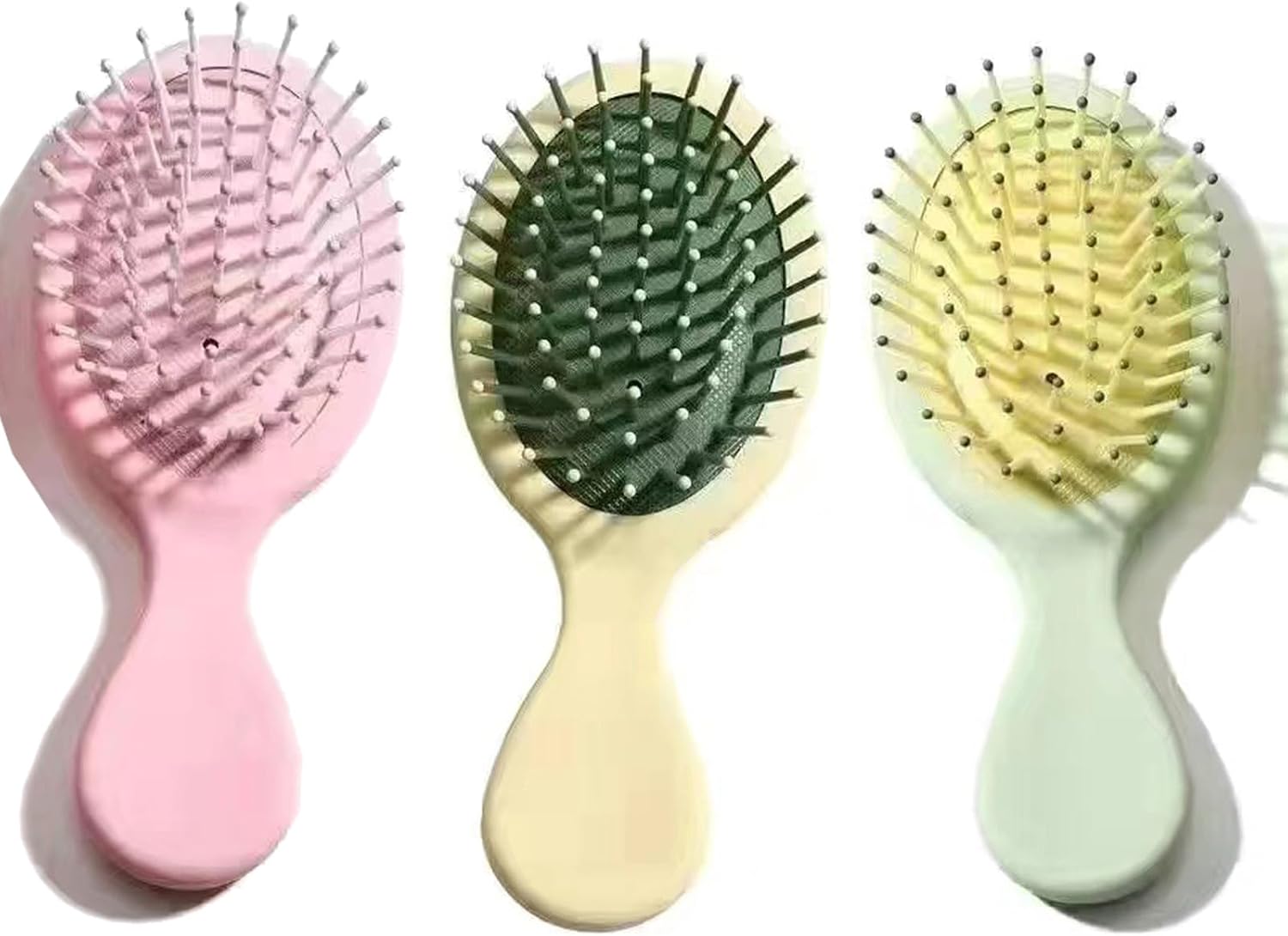 3 Packs Mini Bristle Hairbrush,Portable Detangler Brushes Oval Massage