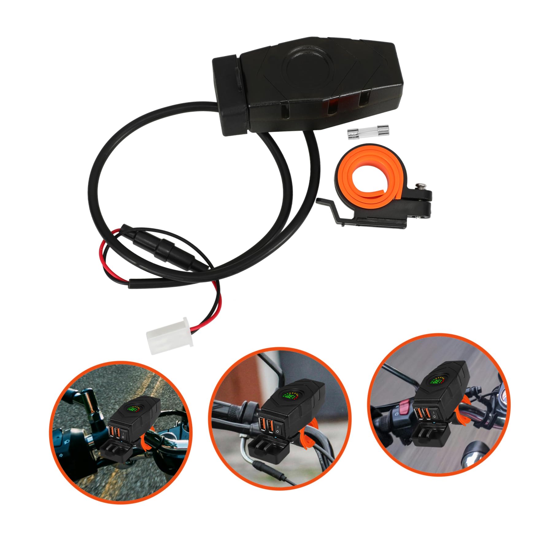 Gatuida 2pièces Chargeur De Usb Double Port Étanche Pour Guidon Et Miroir Arrière Accessoire De Charge Rapide Pour Camping Et Randonnée