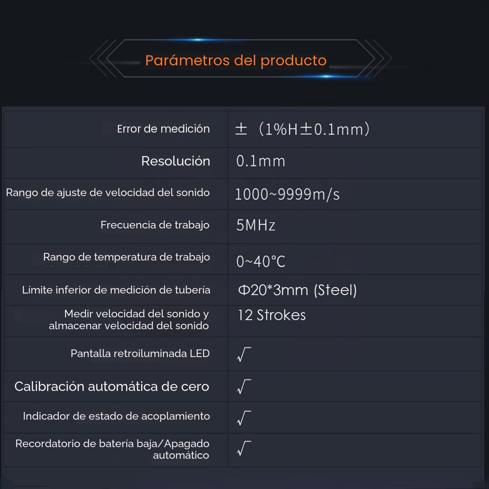 SMART SENSOR AR860 Medidor de Espesor Digital Pintura Ultrasónica Medidor de Espesor Rango 1.0-300.0mm (acero) para Metal Plástico Cerámica Vidrio