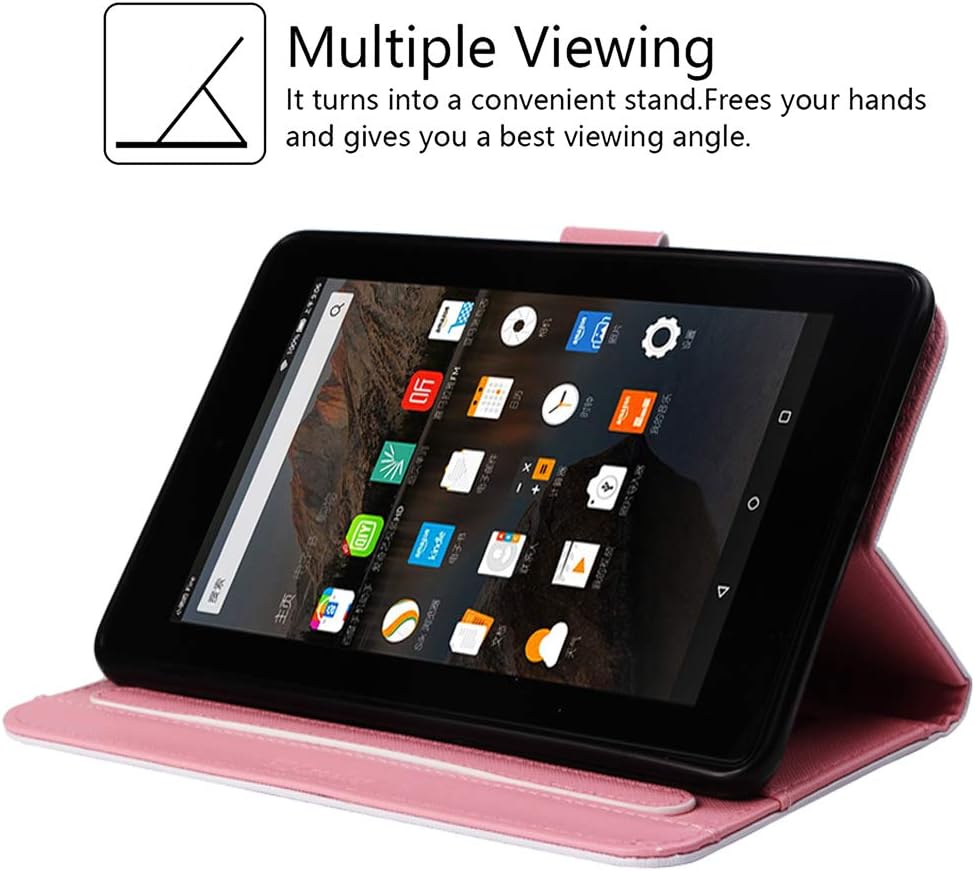 Folio Case for Kindle fire 7, JZCreater Slim Leather Smart Case Cover with Auto Wake/Sleep for Amazon Fire 7 Tablet (Fire 7" Display 5th/7th/9th Generation - 2015/2017/2019 Release Only), Unicorn