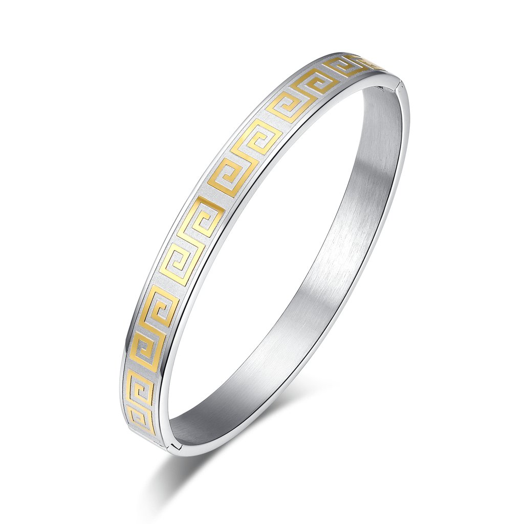 Shally Stainless Steel Silver Plated Bangle Bracelet Silver Finish Cuff Bracelet Fits 7 Inch