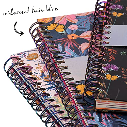 Image of Pukka Pad Bloom B5 Hardcover Ruled Single Line Subject Project Book 200 Pages 80gsm Pack of 3 Black Blue Cream Covers